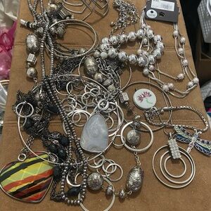 Silver Costume Fashion JEWELLERY Lot Necklaces Bracelets Bundle Wearable